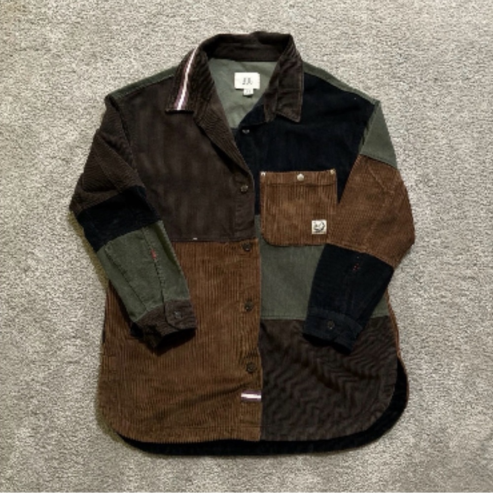 BDG Urban Outfitters Corduroy Shirt Jacket with Brown and Green Panels